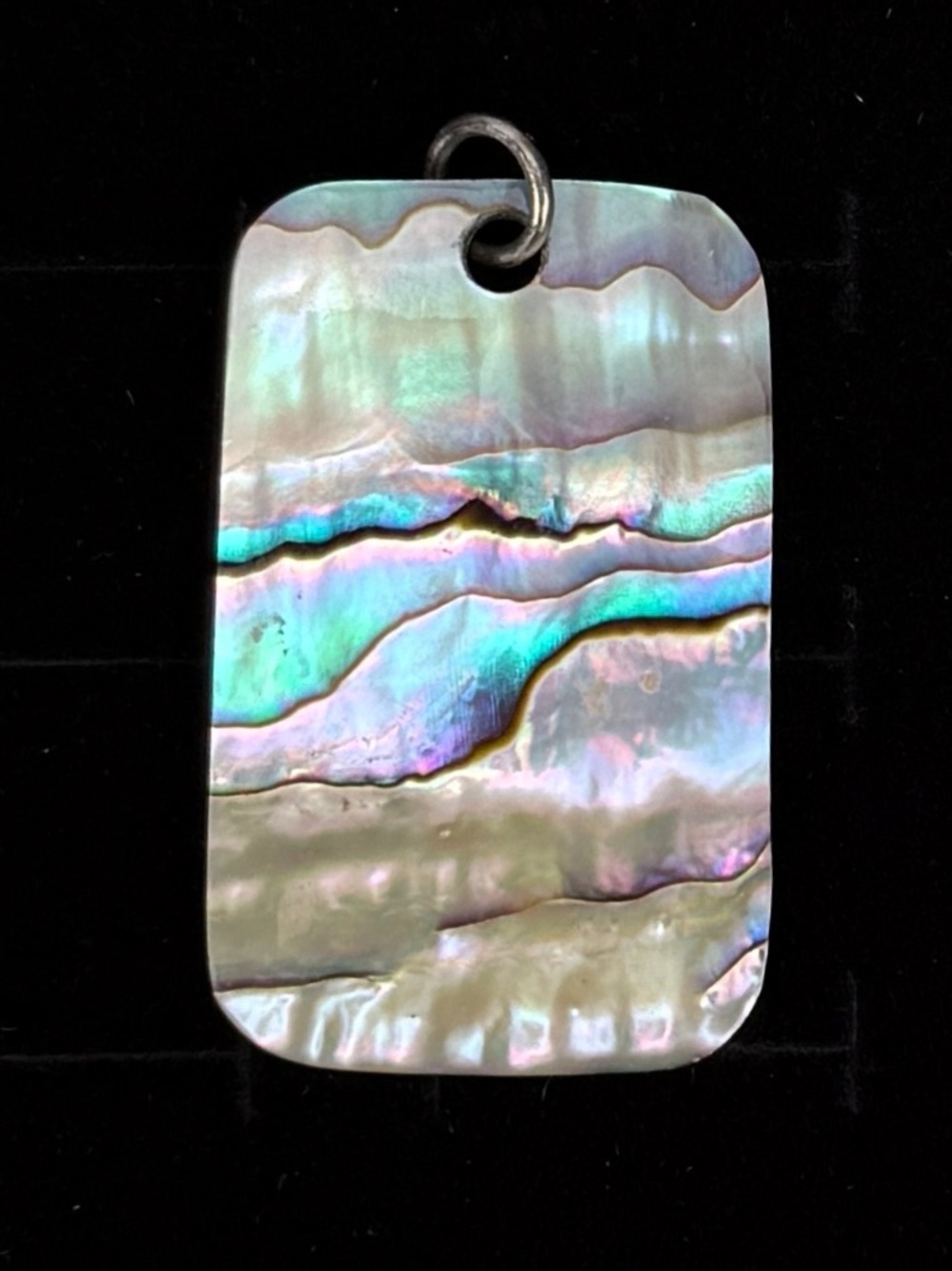Vintage Iridescent Abalone Shell Pendant plus free cord Necklace